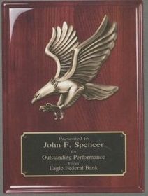 Blank Rosewood Piano Finish Plaque w/ Eagle Casting & Black Engraving Plate (8"x10")