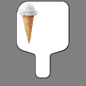 Custom Hand Held Fan W/ Full Color 1 Scoop Ice Cream Cone (Coconut), 7 1/2" W x 11" H