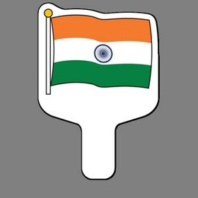 Custom Hand Held Fan W/ Full Color Flag Of India, 7 1/2" W x 11" H