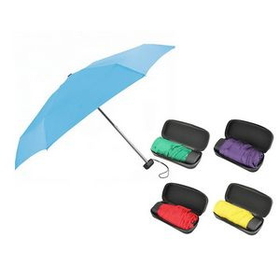 Custom Mini Folding Travel Umbrella W/Case, 7" L x 2" W x 1 1/8" H