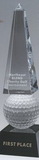 Custom Small Monumental Golf Obelisk Optic Crystal Award, 2 3/4