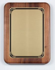 Blank Walnut Plaque w/ Brush Brass Plate & Rounded Corners (9"x12")