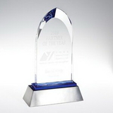 Custom Dignity Blue Reflect Crystal Award W/Aluminum Base (Screen Printed), 9 1/2