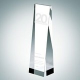 Custom Wedge Optical Crystal Tower Award (Large