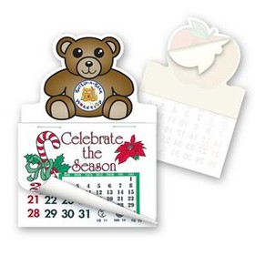 Teddy Bear Shape Custom Printed Calendar Pad Sticker W/ Tear Away Calendar, 4" L X 3" W