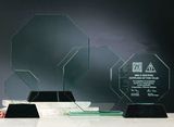 Custom Jade Glass Octagonal Award w/ Marble Base (8