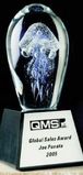 Custom Hand Blown Glass Blue Jelly Fish Award