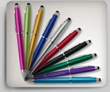Custom Gerone Plastic Pen & Stylus w/ Silver Trim