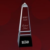 Custom Groove Obelisk Crystal Award w/ Black Base - 8