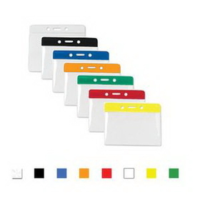 Custom Horizontal Top Load Color Bar Badge Holder 4.38"x3.75" - Black