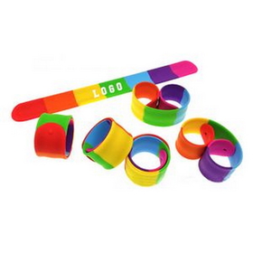 Custom Rainbow Silicone Slap Wristband, 9 1/2" L x 1 1/8" W