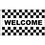 Custom Welcome Black & White Checkered 3' x 5' Message Flag with Heading and Grommets, Price/piece