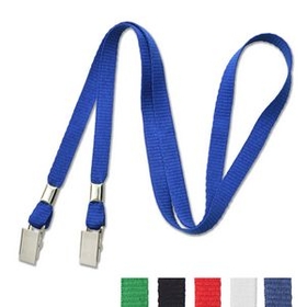 Blank 3/8" Black Open-Ended Lanyard With 2 Bulldog Clips