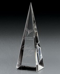 Custom Translucent Pyramid Crystal Award (2 3/4"x10"x2 3/4")