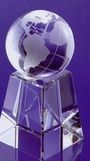 Custom 110 Mm Optical Crystal Globe Award w/ Tall Base, 4 1/2