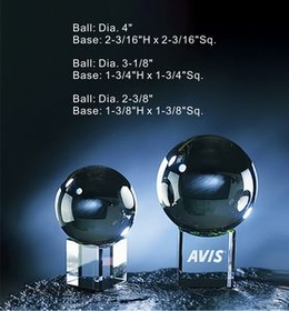 Custom Gazing Ball w Rainbow Base Crystal Award Trophy., 4" Diameter