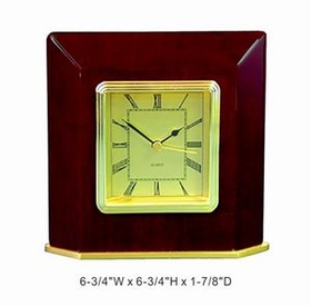 Custom Pino Finish Beveled Rectangle Clock, 6.75" L x 6.75" W x 1.875" H