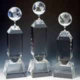 Custom Crystal World Globe Trophy On Designer Crystal Pedestal And Base, 11