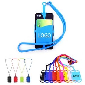 Custom Silicone Lanyard With Phone Holder & Wallet, 21" L x 2 3/4" W