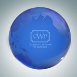Custom Blue Globe Crystal Paper Weight, 3