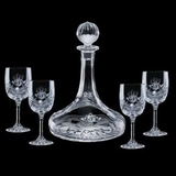 Custom 32 Oz. Cavanaugh Crystal Decanter & 4 Wine Glasses