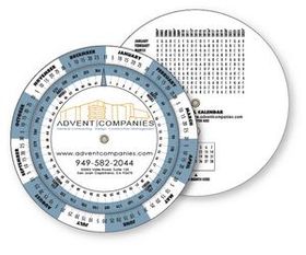 Custom .020 White Plastic Wheel Calculator / Perpetual Calendar & Scheduling (6" dia.)