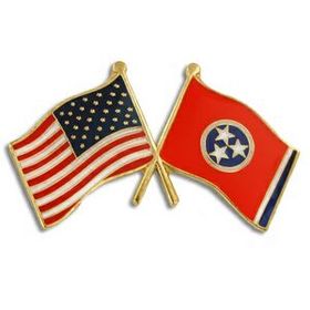 Blank Tennessee & Usa Crossed Flag Pin, 1 1/8" W