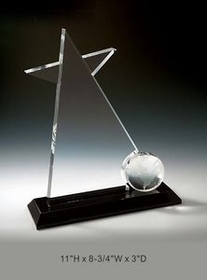 Custom Super Winner Optical Crystal Award Trophy., 11" L x 8.75" W x 3" H