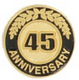 Custom 45 Years Anniversary Round Stock Die Struck Pin
