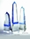 Custom Blue Obelisk Optical Crystal Award Trophy., 8" L x 2.375" Diameter, Price/piece