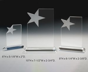 Custom Star Optical Crystal Award Trophy., 6" L x 5.125" W x 2" H