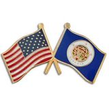 Blank Minnesota & Usa Crossed Flag Pin, 1 1/8