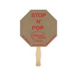 Custom Fan - Octagon Stop Sign Recycled Single Paper Hand Fan -Wood Stick Handle