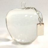Custom Crystal Apple Paperweight With Silver Tag (Screened)