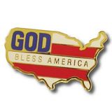 Custom God Bless America Map Flag Lapel Pin, 1