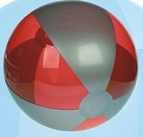 Custom 16" Inflatable Translucent Red & Silver Beach Ball
