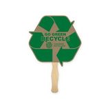 Fan - Eco Recycle Shape Recycled Single Paper Hand Fan -Wood Stick Handle
