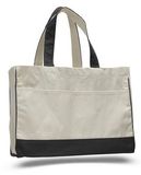 Natural Canvas Tote Bag w/ Contrast Handles & Trim - Blank (22