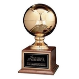 Custom Gold Basketball Sport Trophy w/ American Walnut Base, 8 3/8