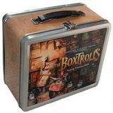 Custom Silver Retro Lunch Box with 4 color laminated vinyl label