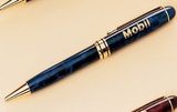 Custom Blue Marble Pen w/ Brass Pocket Clip, 5 1/4