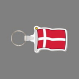Key Ring & Punch Tag W/ Tab - Full Color Flag of Denmark