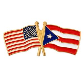 Blank Usa & Puerto Rico Flag Pin, 1 1/8" W X 1/2" H