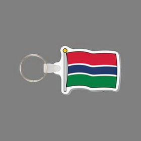 Key Ring & Full Color Punch Tag W/ Tab - Flag of Gambia