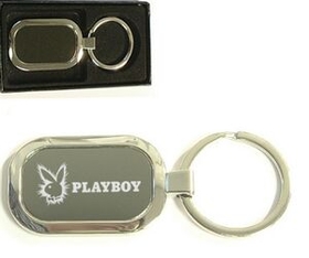 Custom Shiny chrome finished rectangular metal key holder with gift case, 1 1/7" L x 3 1/7" W