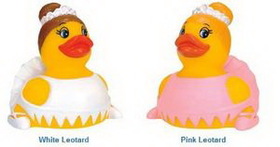 Custom Rubber Ballerina Duck, 3 1/4" L x 2 7/8" W x 3 1/8" H