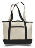 2 Tone Canvas Tote Bag w/ Interior Zipper Pocket - Blank (18.5