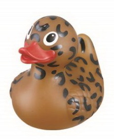 Custom Rubber Safari Cheetah Duck, 3 3/8" L x 3 1/2" W x 3" H