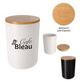 Custom 24 Oz. Ceramic Container With Bamboo Lid, 5 5/8" H