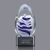 Custom Astral Hand Blown Art Glass Award w/ Black Base, 4 1/2